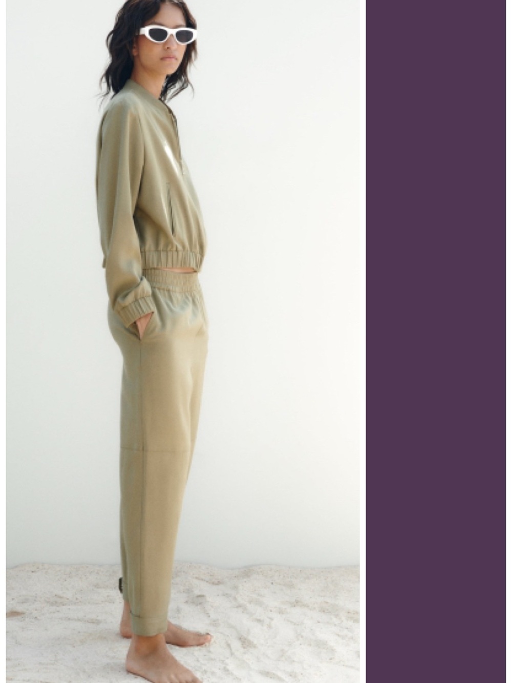 ZARA 2-Pc Coord Set Khaki Green Bomber Jacket + Adjustable Hem Pants XS Capsule